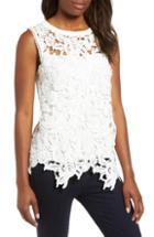 Petite Women's Everleigh Lace Front Sleeveless Top P - White