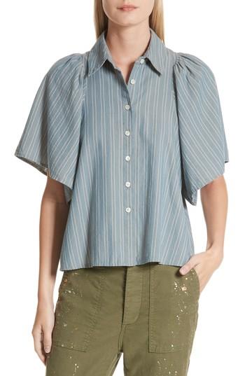 Women's The Great. The Butterfly Button Up Shirt - Blue