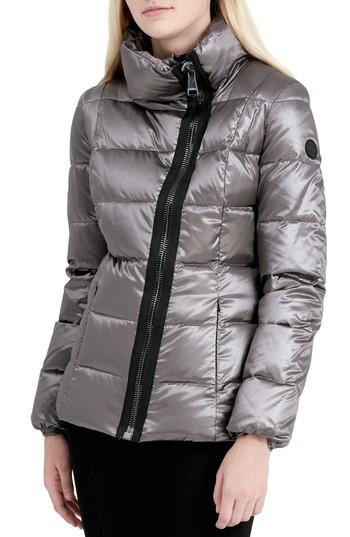 Women's Calvin Klein Asymmetrical Zip Down Jacket - Grey