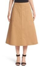 Women's Lafayette 148 New York Rosella Stretch Cotton Midi Skirt - Brown