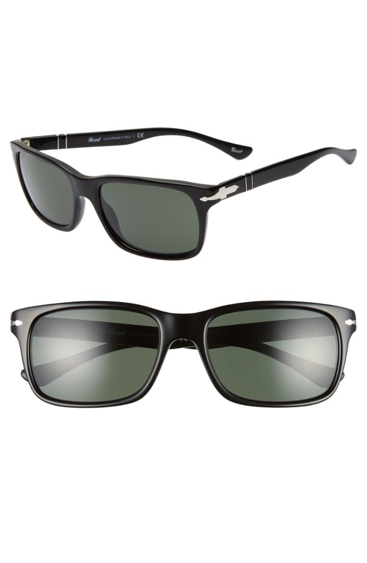 Women's Persol 58mm Rectangular Sunglasses - Black Solid