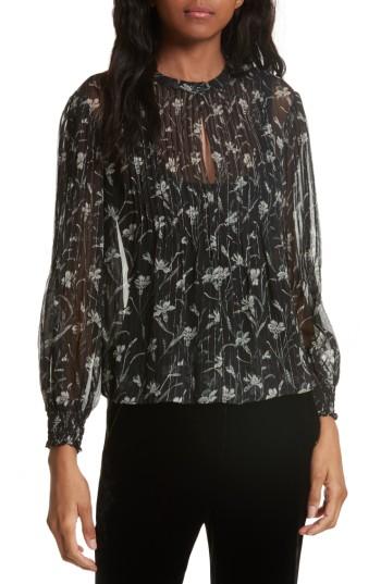 Women's Veronica Beard Walker Metallic Stripe Silk Blouse - Green