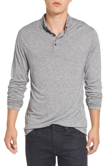 Men's French Connection Long Sleeve Wool Jersey Polo, Size - Grey
