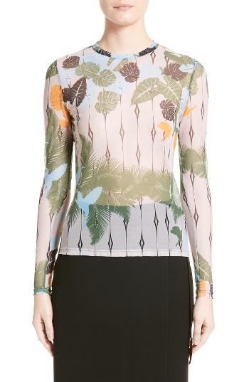 Women's Yigal Azruel Tropical Bird Mesh Tee