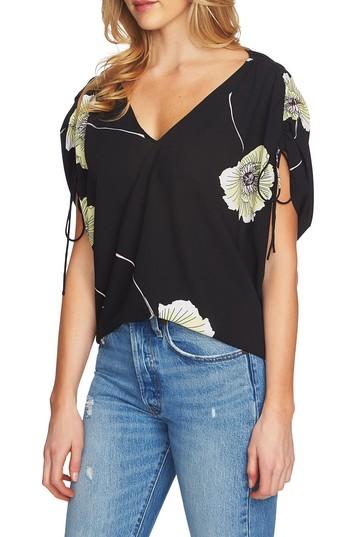 Women's 1.state Cinch Sleeve V-neck Blouse, Size - Black