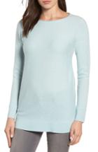 Petite Women's Halogen High/low Wool & Cashmere Tunic Sweater, Size P - Blue
