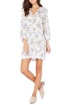 Women's Michael Stars Floral Lace Trim Peasant Dress - Yellow