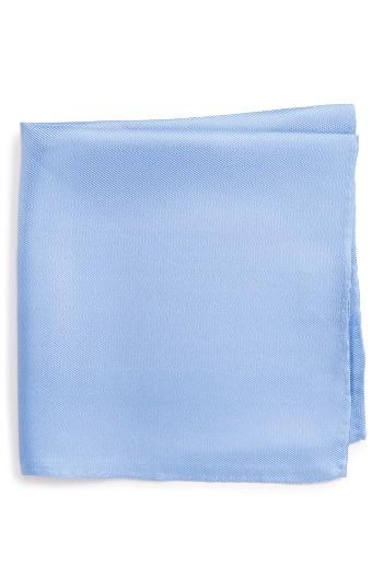 Men's Nordstrom Men's Shop Solid Silk Pocket Square, Size - Blue