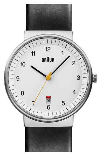 Men's Braun 'classic' Leather Strap Watch, 40mm