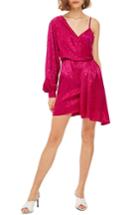 Women's Topshop One-shoulder Drop Jacquard Dress Us (fits Like 16-18) - Pink