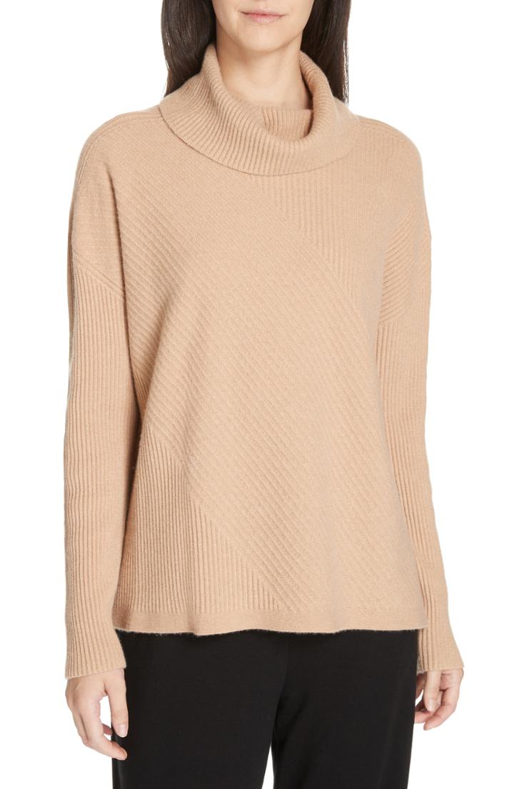 Women's Eileen Fisher Cashmere Turtleneck Top - Brown