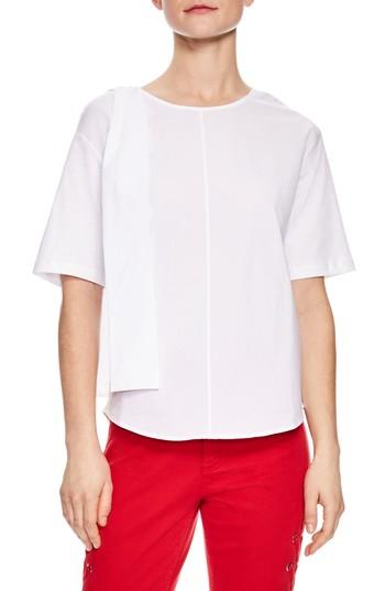 Women's Sandro Sash Shoulder Poplin Top - White