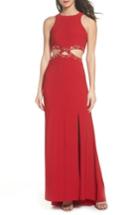 Women's Morgan & Co. Embellished Cutout Stretch Knit Gown /2 - Red