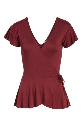 Women's Leith Ruffle Wrap Top - Red