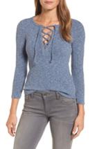 Women's Lucky Brand Lace Up Ribbed Top - Blue