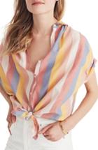 Women's Madewell Stripe Central Shirt, Size - Pink