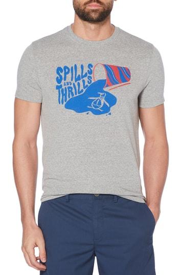 Men's Original Penguin Spills & Thrills T-shirt - Grey
