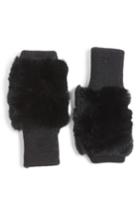 Women's Jocelyn Genuine Rabbit Fur Fingerless Knit Mittens, Size - Black