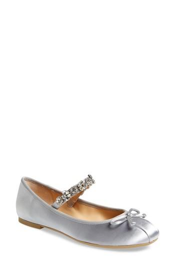 Women's Jewel By Badgley Mischka Terrie Mary Jane Flat M - Metallic