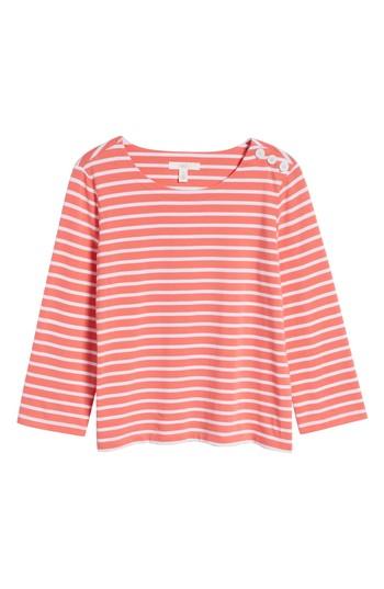 Women's 1901 Shoulder Button Cotton Top - Coral