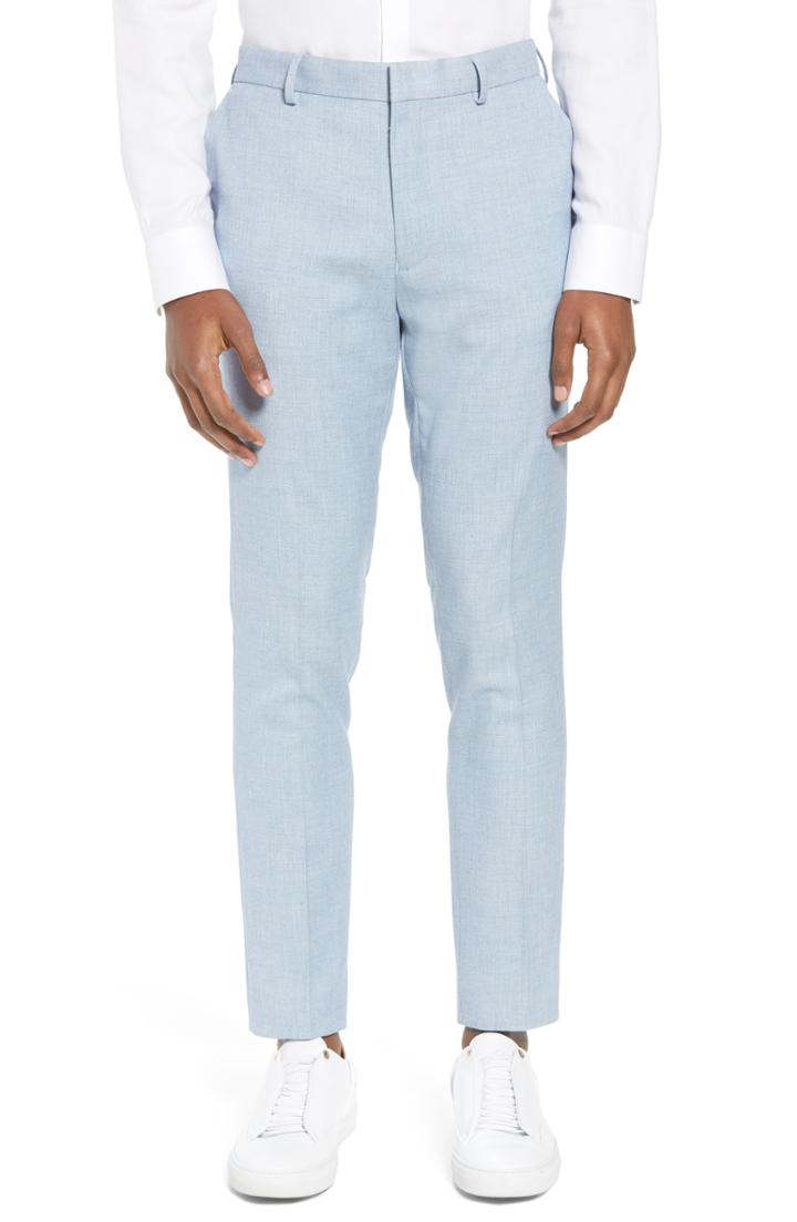 Men's Topman Stretch Skinny Fit Suit Trousers X 34 - Blue