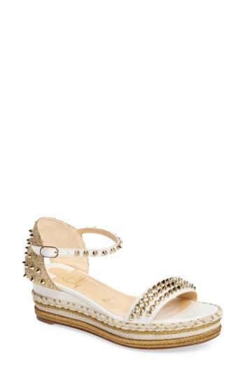 Women's Christian Louboutin Madmonica Espadrille Platform Sandal Us / 37eu - White