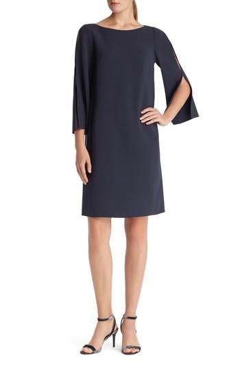 Women's Lafayette 148 New York Candace Finesse Crepe Shift Dress - Blue