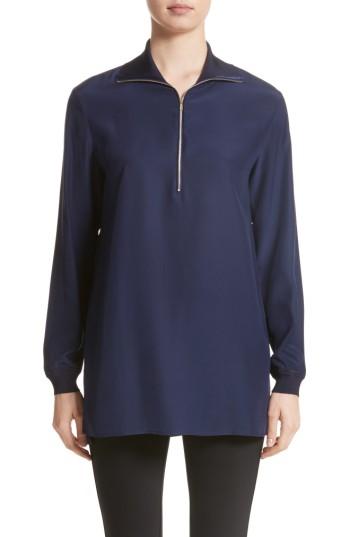 Women's Lafayette 148 New York Daryn Matte Silk & Knit Combo Blouse, Size - Purple