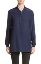 Women's Lafayette 148 New York Daryn Matte Silk & Knit Combo Blouse, Size - Purple