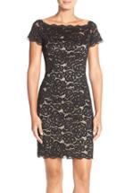 Women's Adrianna Papell Off The Shoulder Lace Sheath Dress - Black