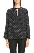 Women's Saint Laurent Silk Blend Lame Blouse Us / 36 Fr - Black