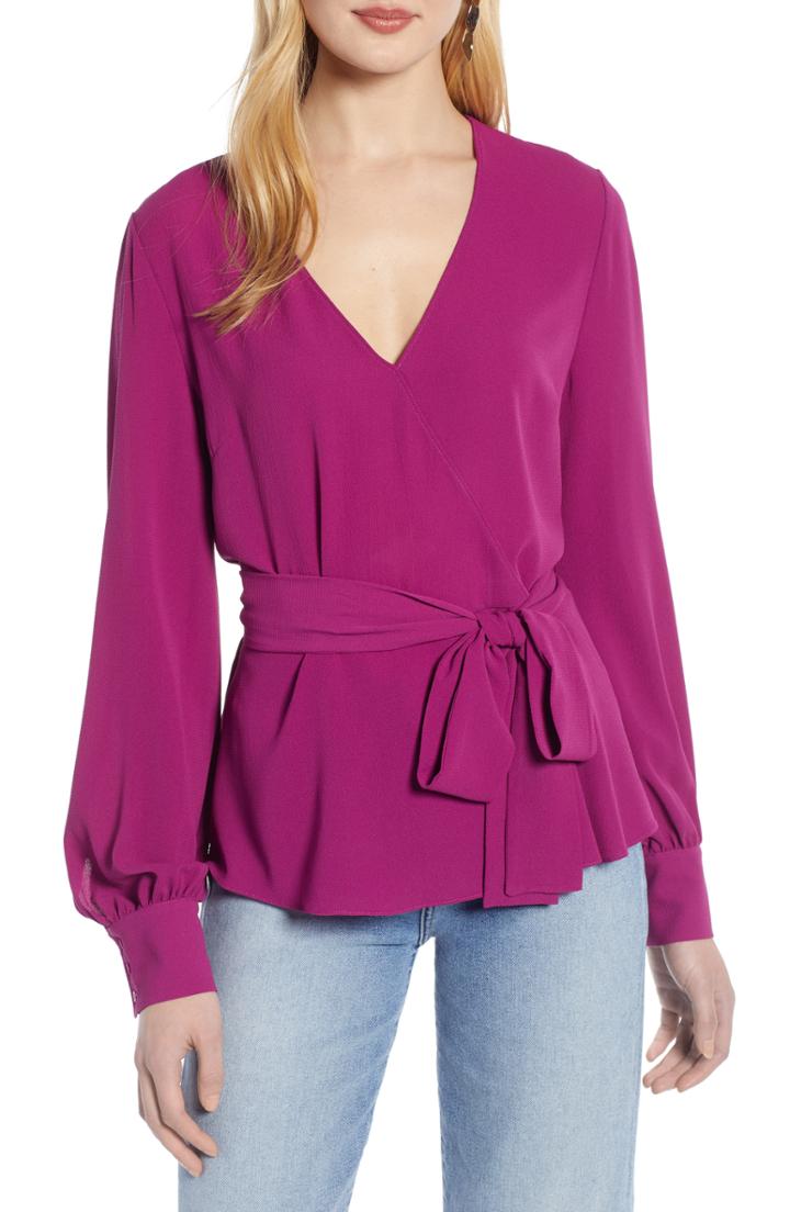Women's Halogen Faux Wrap Top - Purple