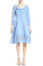 Women's Carolina Herrerra Laser Cut Eyelet Button Front Dress