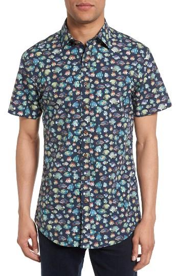 Men's Rodd & Gunn Hawkdune Regular Fit Print Sport Shirt - Blue