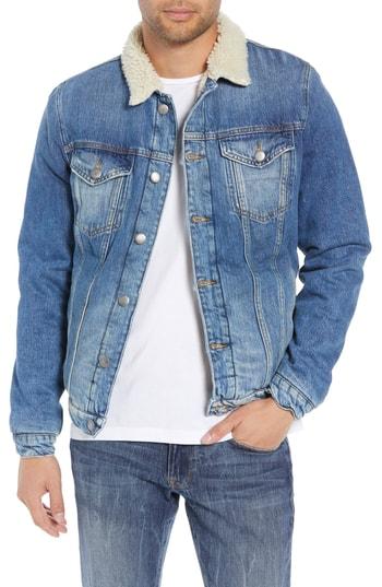 Men's Frame L'homme Fleece Lined Denim Jacket - Blue