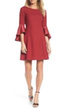 Women's Adrianna Papell Satin Ruffle Sleeve A-line Dress - Red