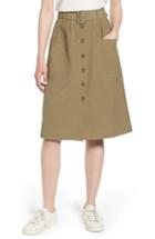 Women's Nordstrom Signature Belted Utility Skirt - Green