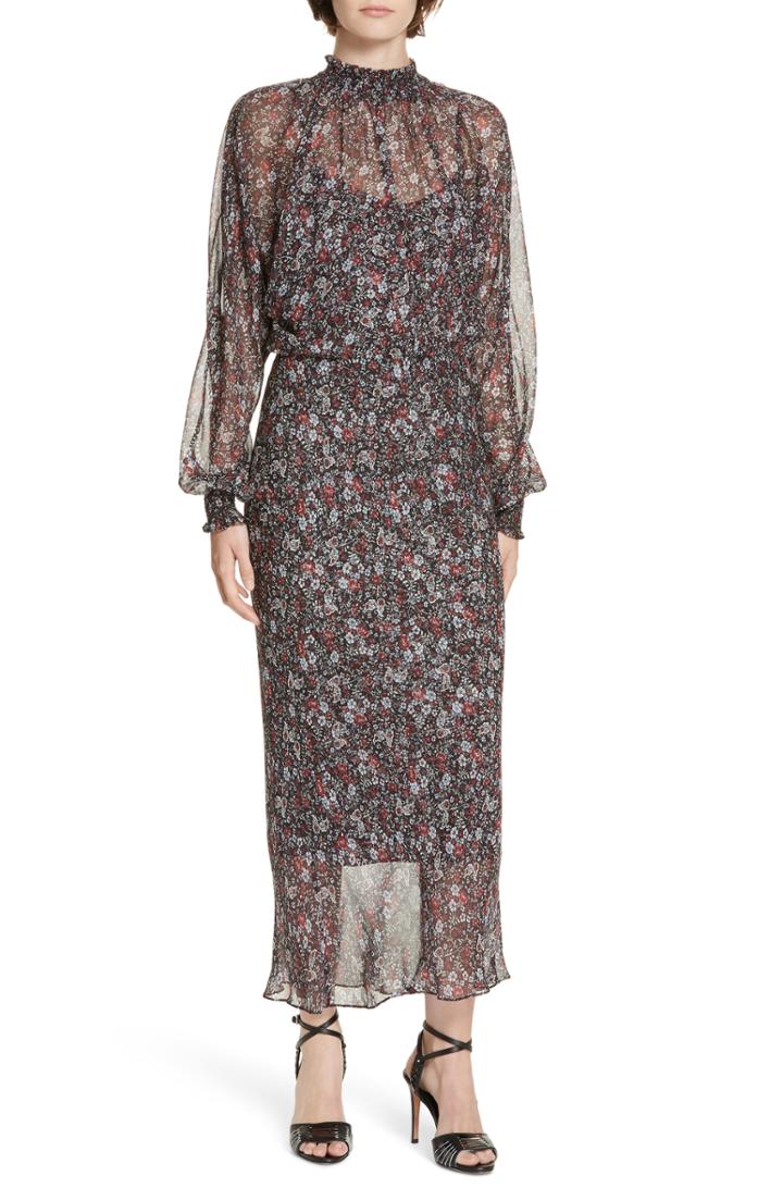 Women's Veronica Beard Felice Floral Print Silk Dress