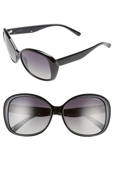 Women's Polaroid Eyewear 59mm Polarized Sunglasses - Shiny Black/ Green Polarized