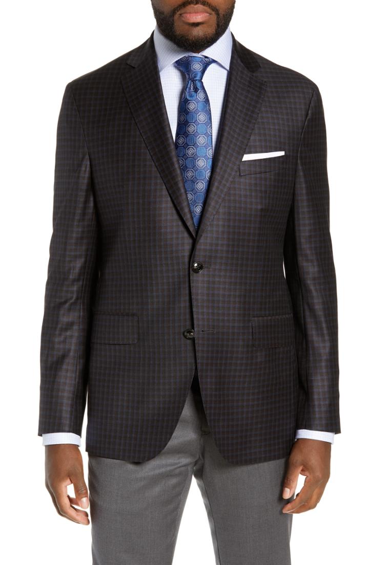 Men's David Donahue Arnold Classic Fit Check Wool Sport Coat R - Brown
