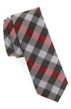 Men's Calibrate Schoolboy Gingham Check Silk Tie, Size - Red