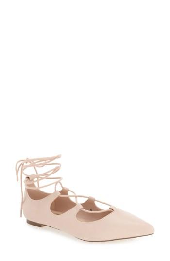 Women's Callisto 'rian' Ghillie Lace Pointy Toe Flat .5 M - Beige