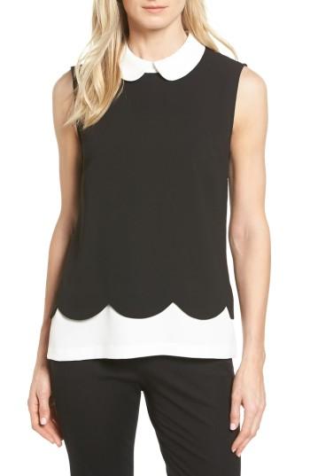 Women's Cece Scallop Detail Layer Look Blouse - Black