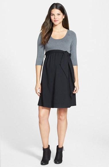 Women's Maternal America Scoop Neck Tie Front Maternity Dress - Grey
