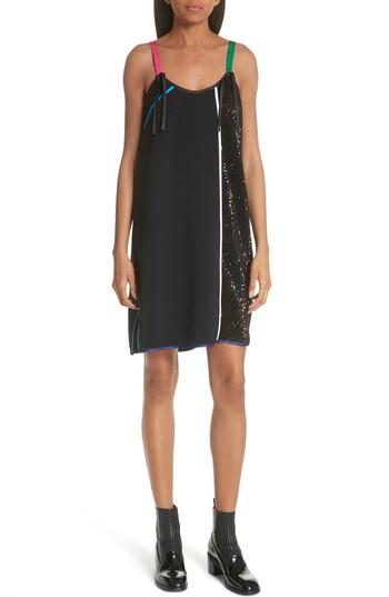 Women's Harvey Faircloth Sequin Panel Piping Detail Dress - Blue