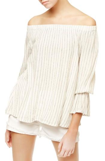 Women's Sanctuary Stripe Linen Blend Bell Sleeve Top