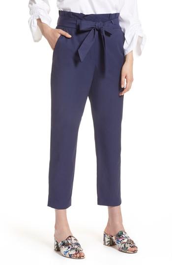 Petite Women's Halogen Paperbag Tie Waist Pants P - Blue