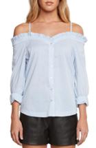 Women's Willow & Clay Off The Shoulder Poplin Top, Size - Blue