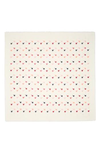 Women's Alexander Mcqueen Mini Heart Skull Wool & Silk Shawl, Size - Coral