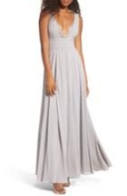 Women's Lulus Lace Trim Chiffon Maxi Dress - Grey